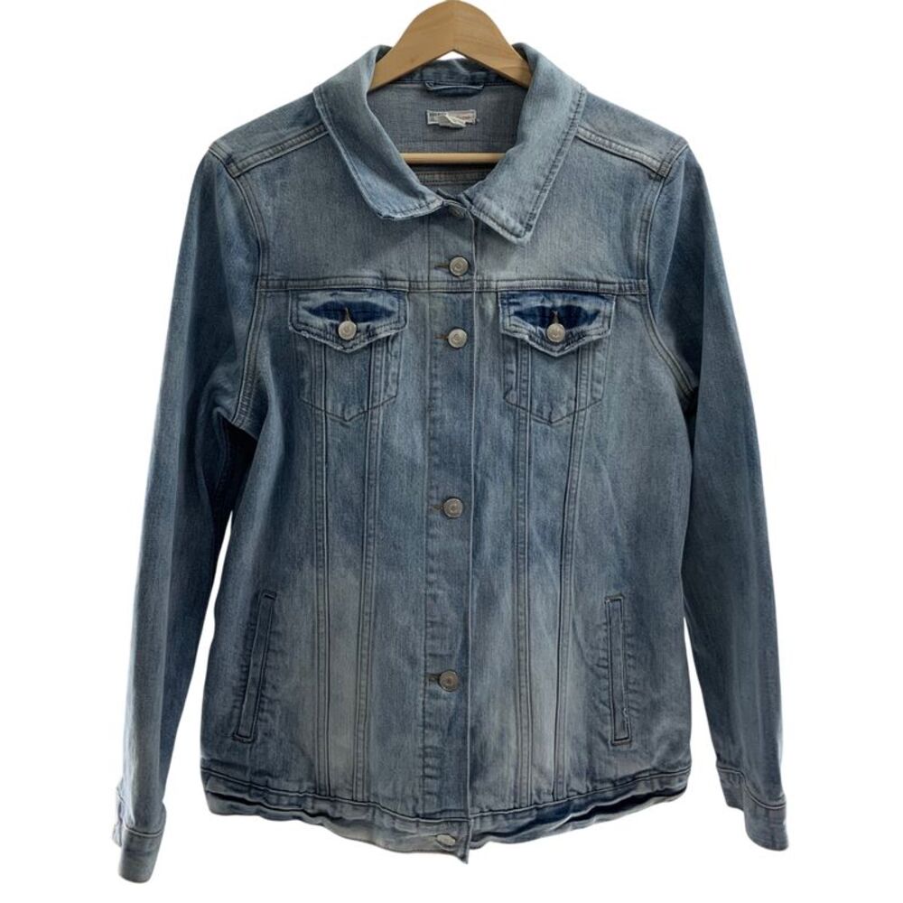 Ingrid Isabel Women Maternity Mama Denim Trucker Jacket Blue L